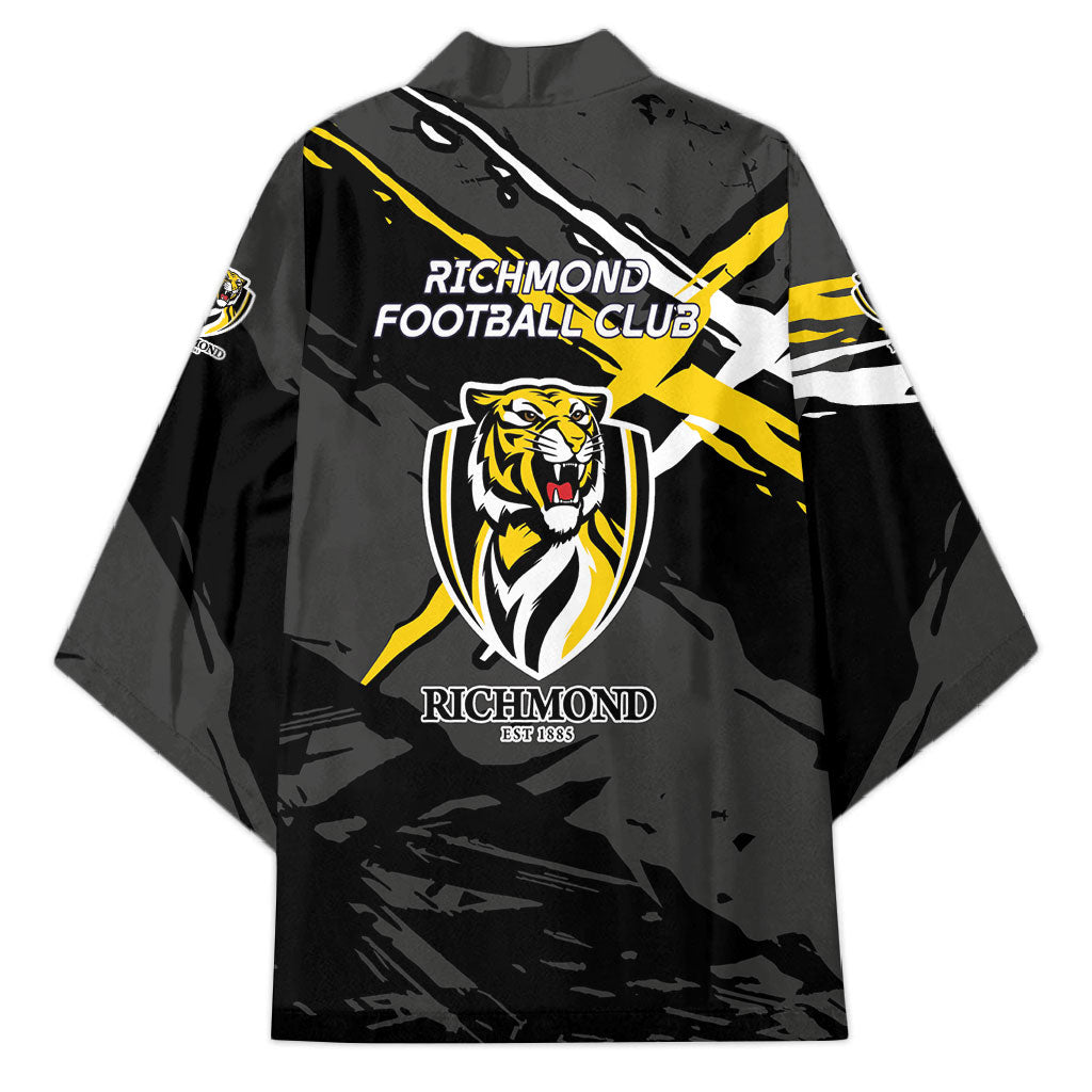 Richmond Football Club Kimono Tigers Muscular Mascot Graphic - Abstract Paint Splatter Art