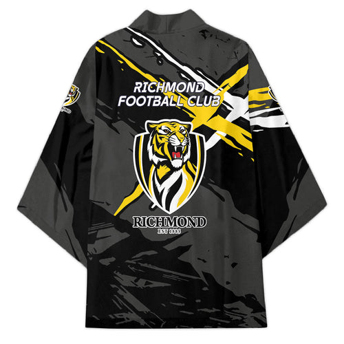 Richmond Football Club Kimono Tigers Muscular Mascot Graphic - Abstract Paint Splatter Art