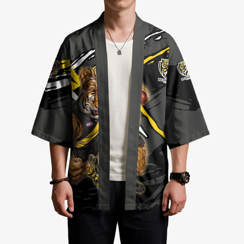 Richmond Football Club Kimono Tigers Muscular Mascot Graphic - Abstract Paint Splatter Art