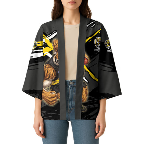 Richmond Football Club Kimono Tigers Muscular Mascot Graphic - Abstract Paint Splatter Art