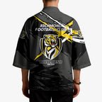 Richmond Football Club Kimono Tigers Muscular Mascot Graphic - Abstract Paint Splatter Art