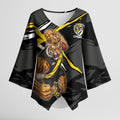 Richmond Football Club Kimono Sleeve Blouse Tigers Muscular Mascot Graphic - Abstract Paint Splatter Art