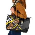Richmond Football Club Leather Tote Bag Tigers Muscular Mascot Graphic - Abstract Paint Splatter Art