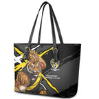 Richmond Football Club Leather Tote Bag Tigers Muscular Mascot Graphic - Abstract Paint Splatter Art
