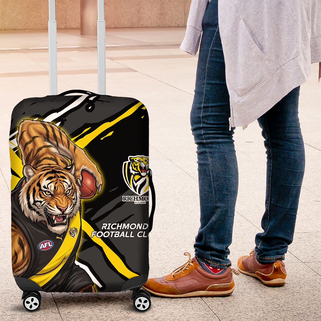 Richmond Football Club Luggage Cover Tigers Muscular Mascot Graphic - Abstract Paint Splatter Art