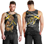 Richmond Football Club Men Tank Top Tigers Muscular Mascot Graphic - Abstract Paint Splatter Art