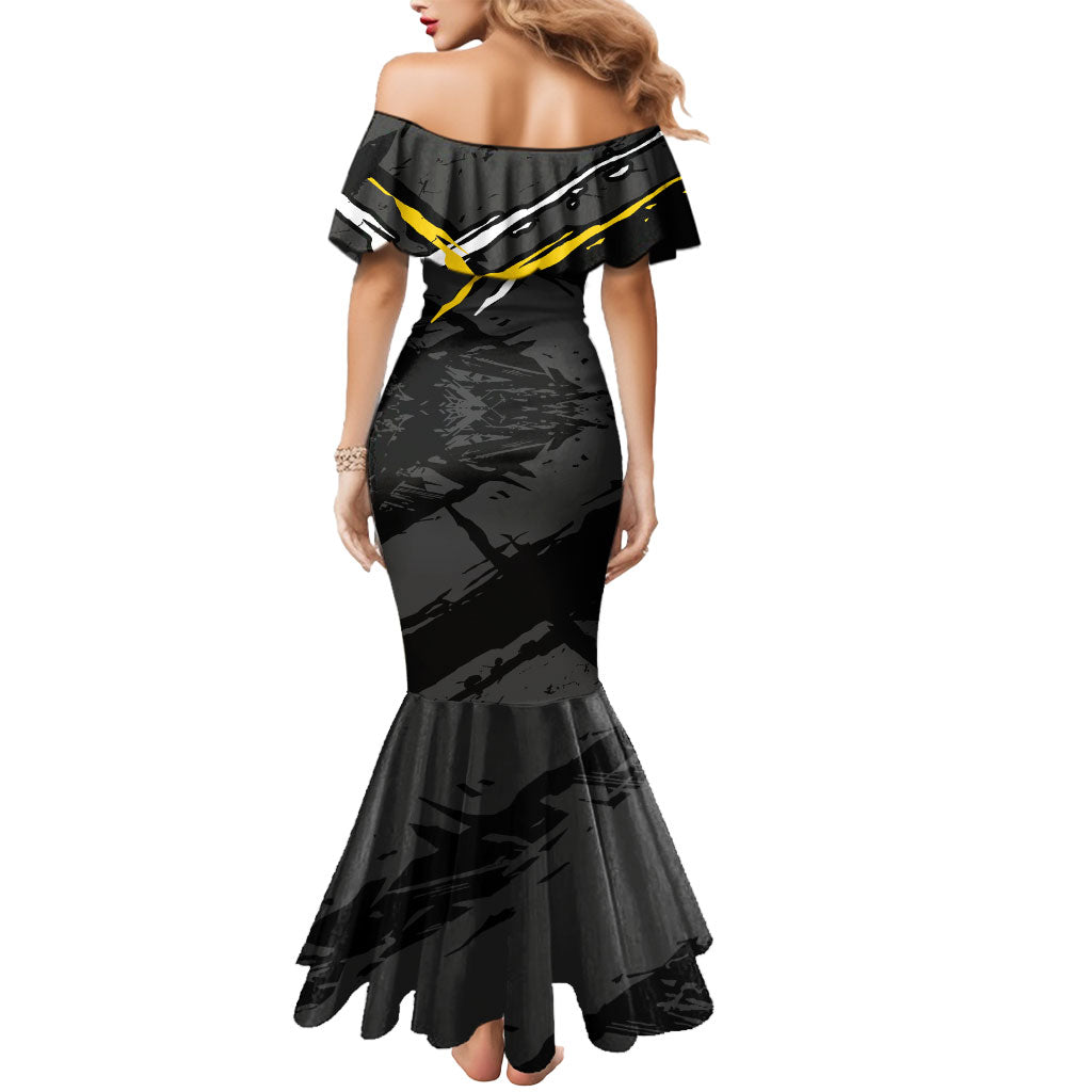 Richmond Football Club Mermaid Dress Tigers Muscular Mascot Graphic - Abstract Paint Splatter Art