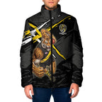 Richmond Football Club Padded Jacket Tigers Muscular Mascot Graphic - Abstract Paint Splatter Art