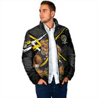 Richmond Football Club Padded Jacket Tigers Muscular Mascot Graphic - Abstract Paint Splatter Art