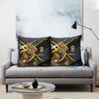 Richmond Football Club Pillow Cover Tigers Muscular Mascot Graphic - Abstract Paint Splatter Art