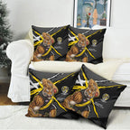 Richmond Football Club Pillow Cover Tigers Muscular Mascot Graphic - Abstract Paint Splatter Art