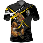 Richmond Football Club Polo Shirt Tigers Muscular Mascot Graphic - Abstract Paint Splatter Art
