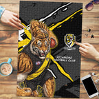 Richmond Football Club Puzzle Tigers Muscular Mascot Graphic - Abstract Paint Splatter Art