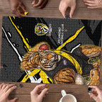 Richmond Football Club Puzzle Tigers Muscular Mascot Graphic - Abstract Paint Splatter Art