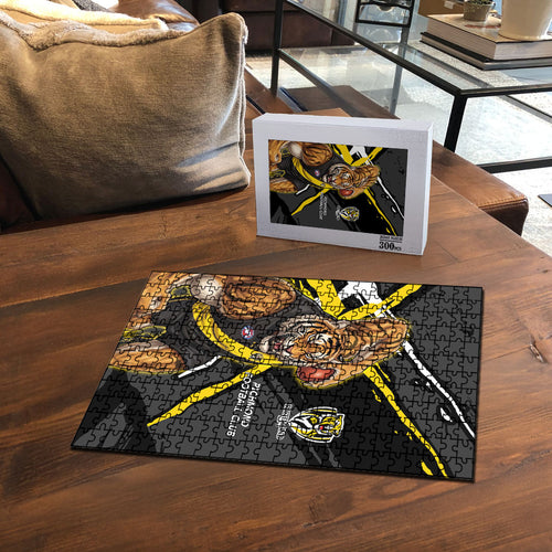 Richmond Football Club Puzzle Tigers Muscular Mascot Graphic - Abstract Paint Splatter Art