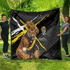 Richmond Football Club Quilt Tigers Muscular Mascot Graphic - Abstract Paint Splatter Art