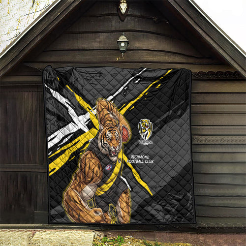 Richmond Football Club Quilt Tigers Muscular Mascot Graphic - Abstract Paint Splatter Art
