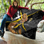 Richmond Football Club Quilt Tigers Muscular Mascot Graphic - Abstract Paint Splatter Art