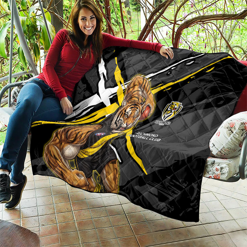 Richmond Football Club Quilt Tigers Muscular Mascot Graphic - Abstract Paint Splatter Art