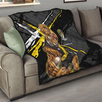 Richmond Football Club Quilt Tigers Muscular Mascot Graphic - Abstract Paint Splatter Art