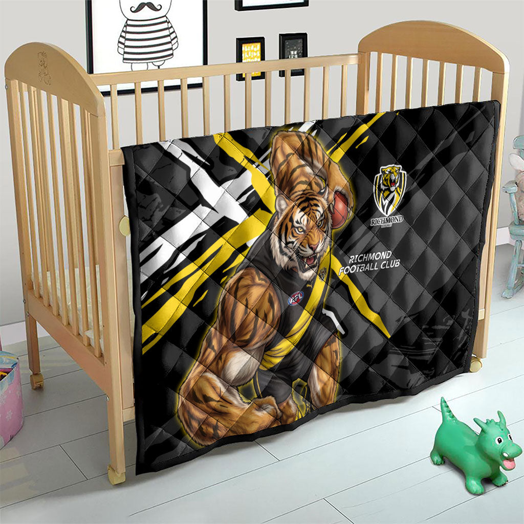 Richmond Football Club Quilt Tigers Muscular Mascot Graphic - Abstract Paint Splatter Art