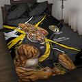 Richmond Football Club Quilt Bed Set Tigers Muscular Mascot Graphic - Abstract Paint Splatter Art