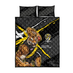 Richmond Football Club Quilt Bed Set Tigers Muscular Mascot Graphic - Abstract Paint Splatter Art
