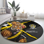 Richmond Football Club Round Carpet Tigers Muscular Mascot Graphic - Abstract Paint Splatter Art