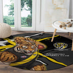Richmond Football Club Round Carpet Tigers Muscular Mascot Graphic - Abstract Paint Splatter Art