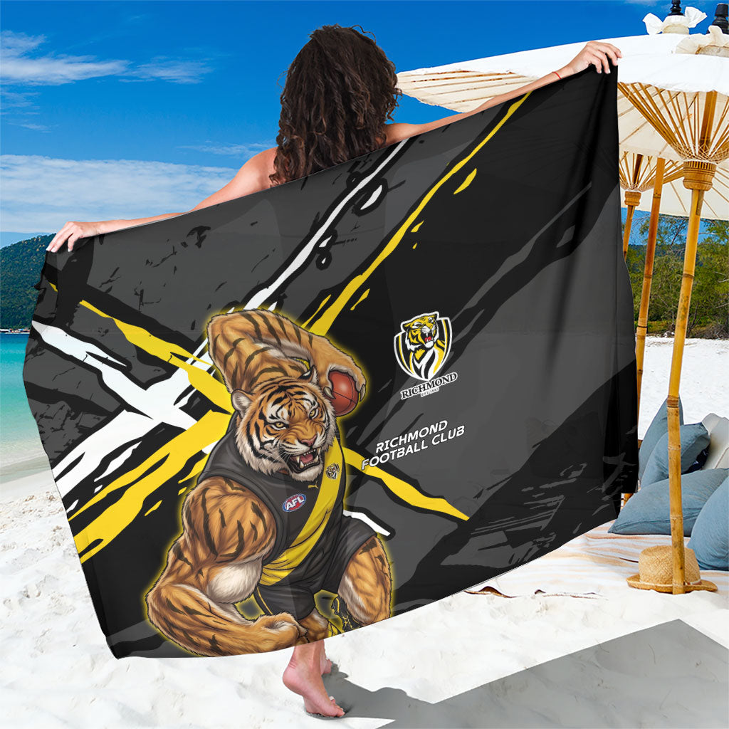 Richmond Football Club Sarong Tigers Muscular Mascot Graphic - Abstract Paint Splatter Art