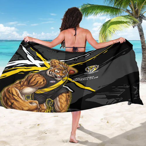 Richmond Football Club Sarong Tigers Muscular Mascot Graphic - Abstract Paint Splatter Art