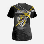 Richmond Football Club Scrub Top Tigers Muscular Mascot Graphic - Abstract Paint Splatter Art