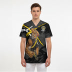 Richmond Football Club Scrub Top Tigers Muscular Mascot Graphic - Abstract Paint Splatter Art
