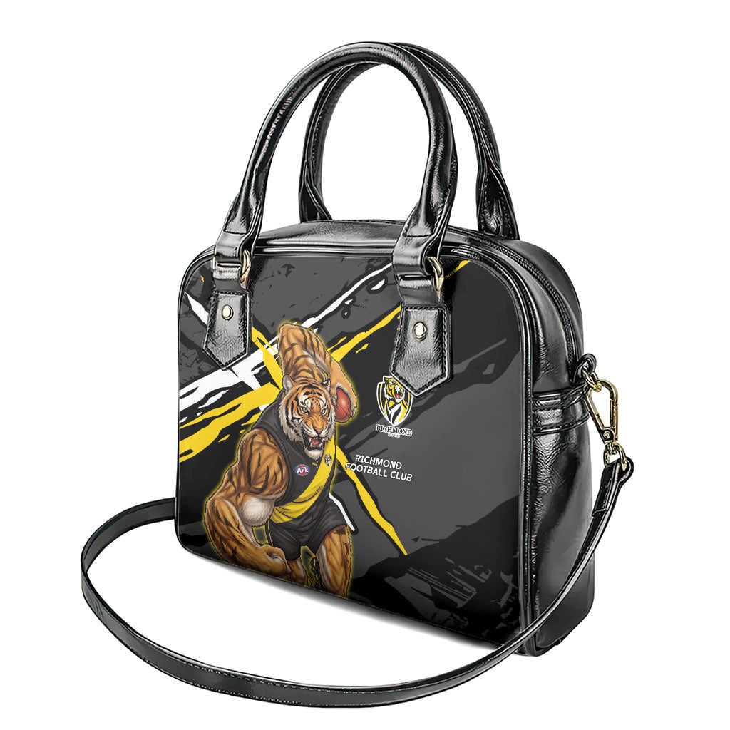 Richmond Football Club Shoulder Handbag Tigers Muscular Mascot Graphic - Abstract Paint Splatter Art