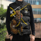 Richmond Football Club Sleeveless Puffer Jacket Tigers Muscular Mascot Graphic - Abstract Paint Splatter Art