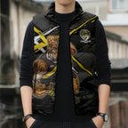 Richmond Football Club Sleeveless Puffer Jacket Tigers Muscular Mascot Graphic - Abstract Paint Splatter Art