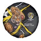 Richmond Football Club Spare Tire Cover Tigers Muscular Mascot Graphic - Abstract Paint Splatter Art