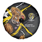 Richmond Football Club Spare Tire Cover Tigers Muscular Mascot Graphic - Abstract Paint Splatter Art
