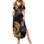 Richmond Football Club Summer Maxi Dress Tigers Muscular Mascot Graphic - Abstract Paint Splatter Art