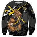 Richmond Football Club Sweatshirt Tigers Muscular Mascot Graphic - Abstract Paint Splatter Art