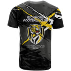 Richmond Football Club T Shirt Tigers Muscular Mascot Graphic - Abstract Paint Splatter Art