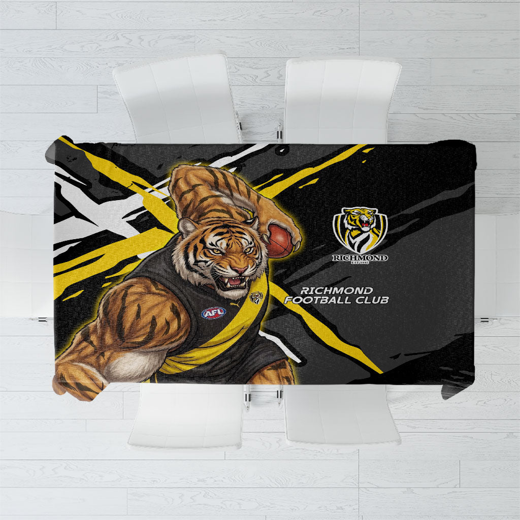 Richmond Football Club Tablecloth Tigers Muscular Mascot Graphic - Abstract Paint Splatter Art