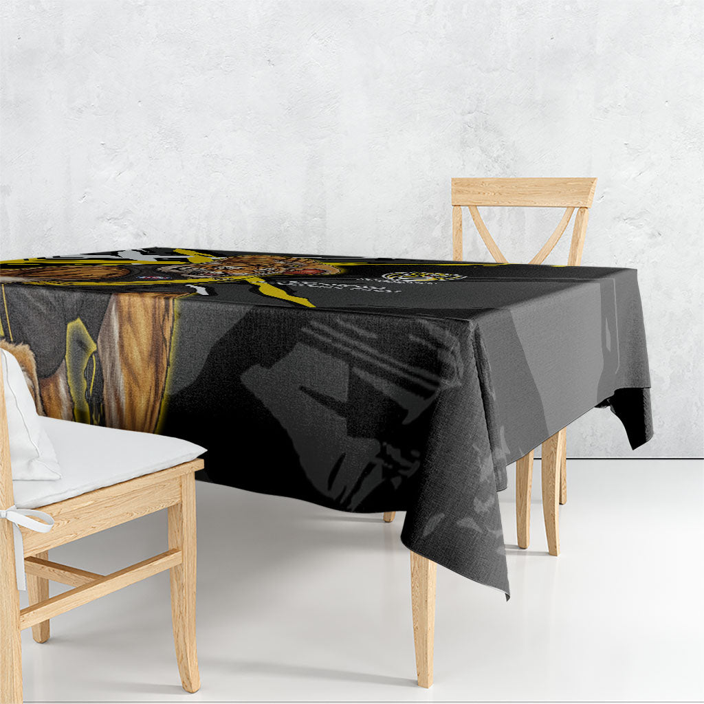 Richmond Football Club Tablecloth Tigers Muscular Mascot Graphic - Abstract Paint Splatter Art