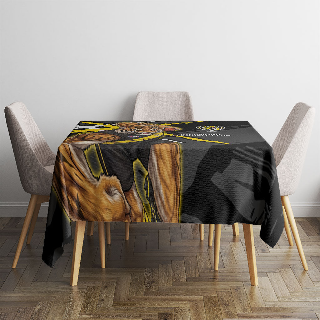Richmond Football Club Tablecloth Tigers Muscular Mascot Graphic - Abstract Paint Splatter Art