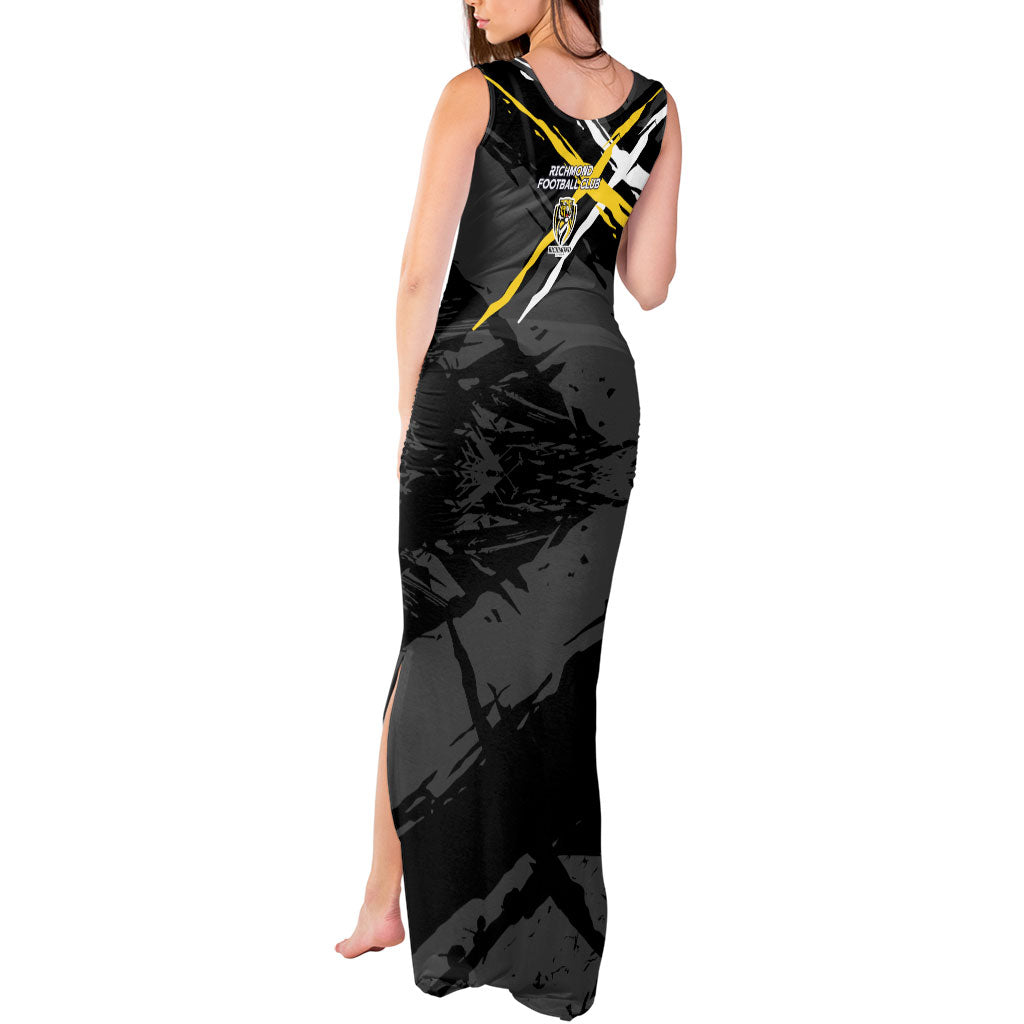 Richmond Football Club Tank Maxi Dress Tigers Muscular Mascot Graphic - Abstract Paint Splatter Art