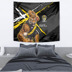Richmond Football Club Tapestry Tigers Muscular Mascot Graphic - Abstract Paint Splatter Art