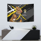 Richmond Football Club Tapestry Tigers Muscular Mascot Graphic - Abstract Paint Splatter Art