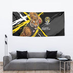 Richmond Football Club Tapestry Tigers Muscular Mascot Graphic - Abstract Paint Splatter Art