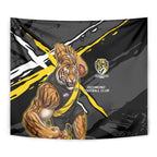 Richmond Football Club Tapestry Tigers Muscular Mascot Graphic - Abstract Paint Splatter Art