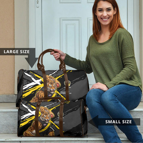 Richmond Football Club Travel Bag Tigers Muscular Mascot Graphic - Abstract Paint Splatter Art